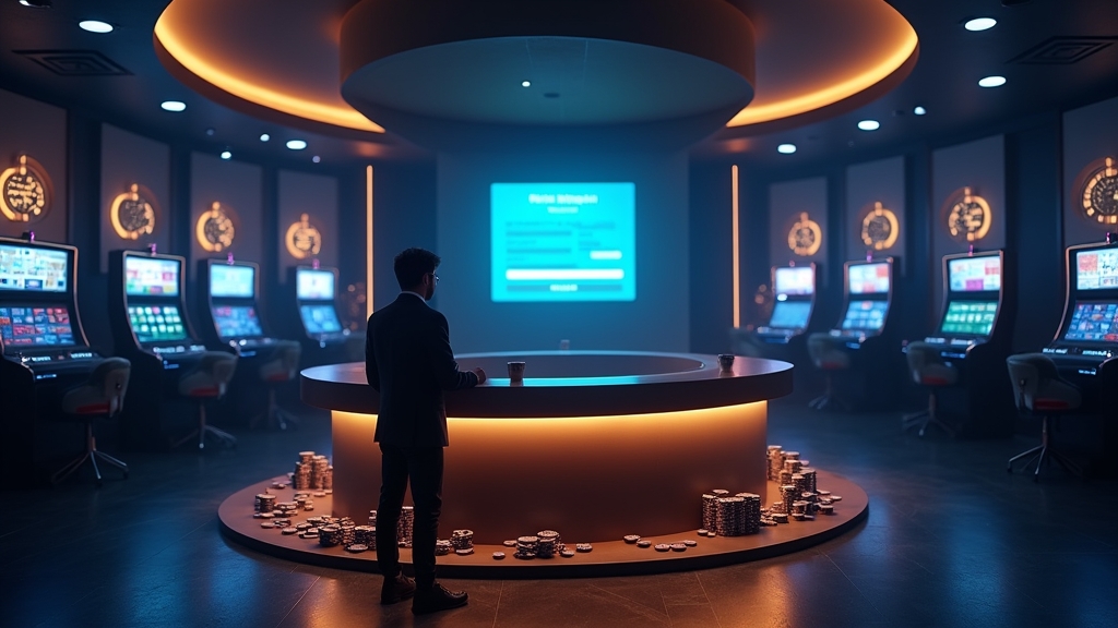 New player completing a sign-up form in a casino lobby
