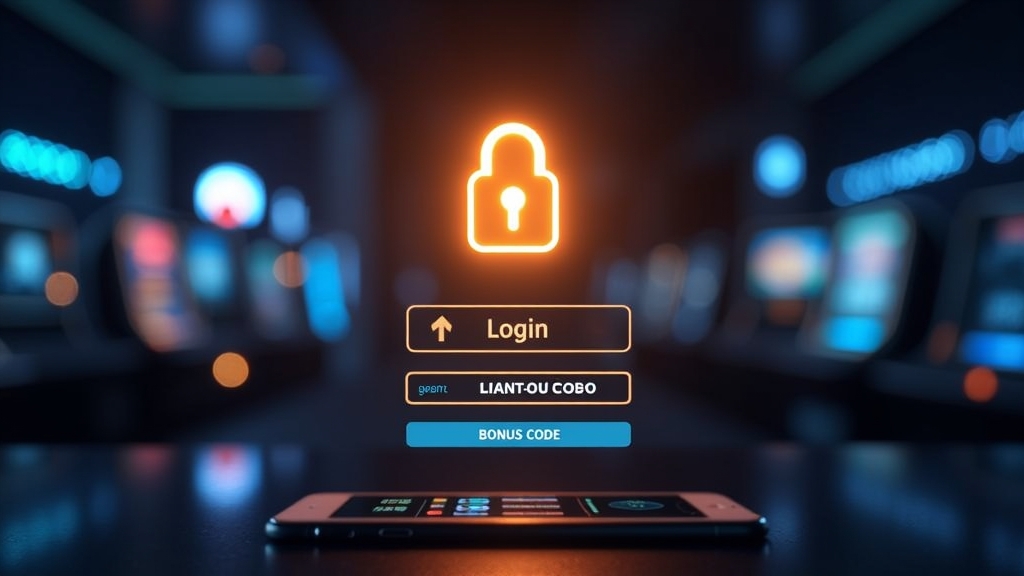 Secure login and bonus code entry in a dark casino setting