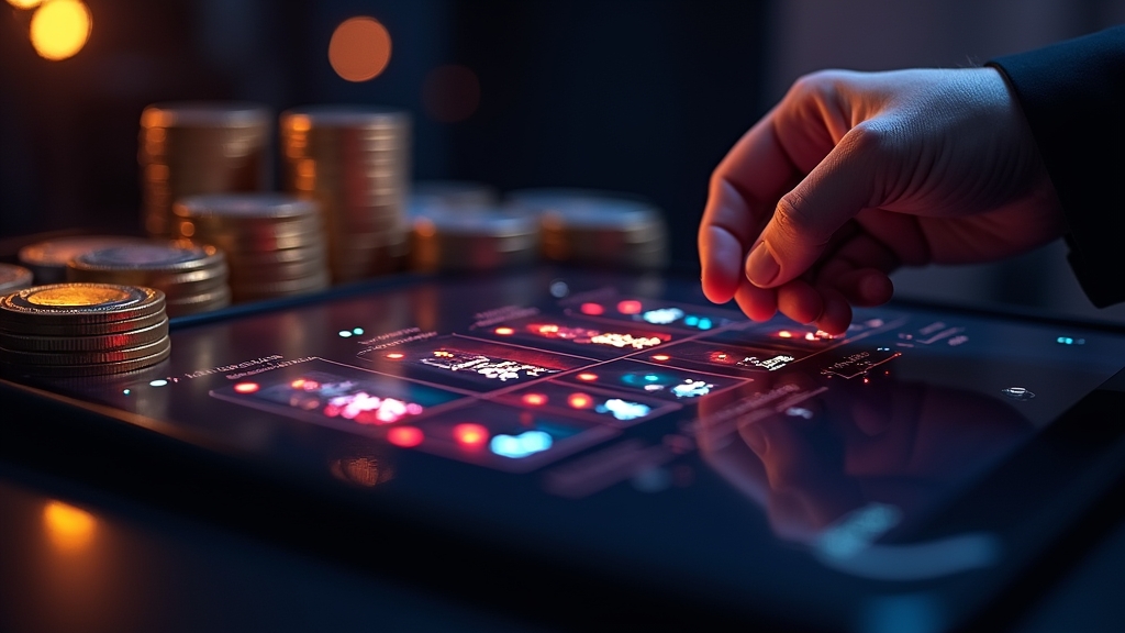 Player selecting deposit methods on a glowing casino cashier screen